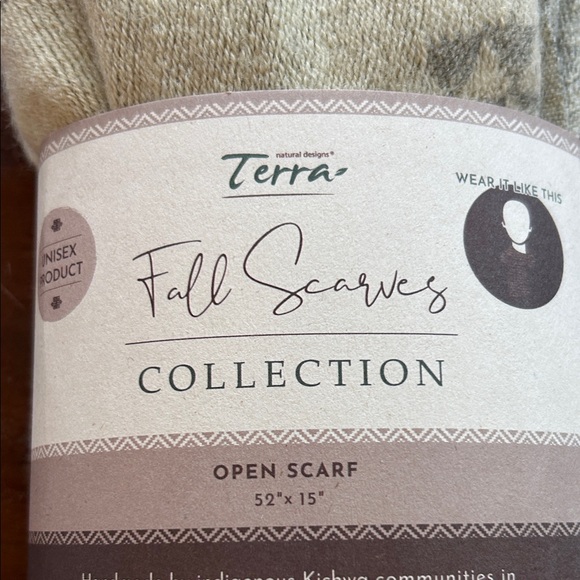 Terra Fall Scarves Collection Beige Aztec Print Open Scarf, NWT - Picture 13 of 14